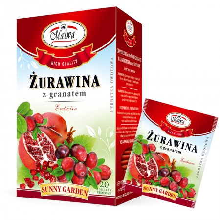 EXCLUSIVE Sunny Garden Żurawina z granatem - 20 torebek w kopertach papierowych po 2 g